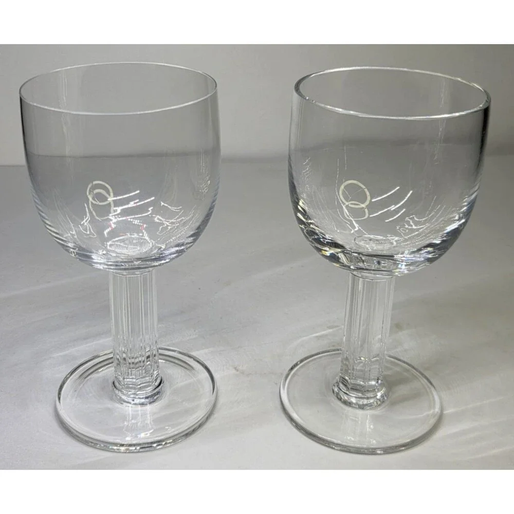 Pair Of Dansk Crystal Greta Water Wine Glasses Goblets 6 7/8